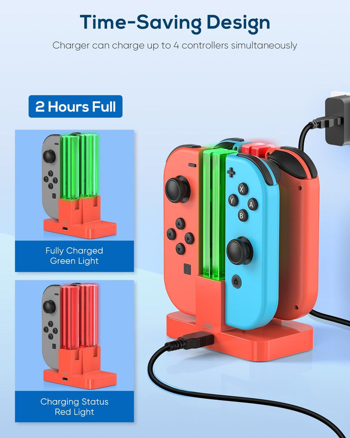 FYOUNG Switch Controller Ladestation Kompatibel mit Nintendo Switch/Switch OLED Joy Con, Quad Switch