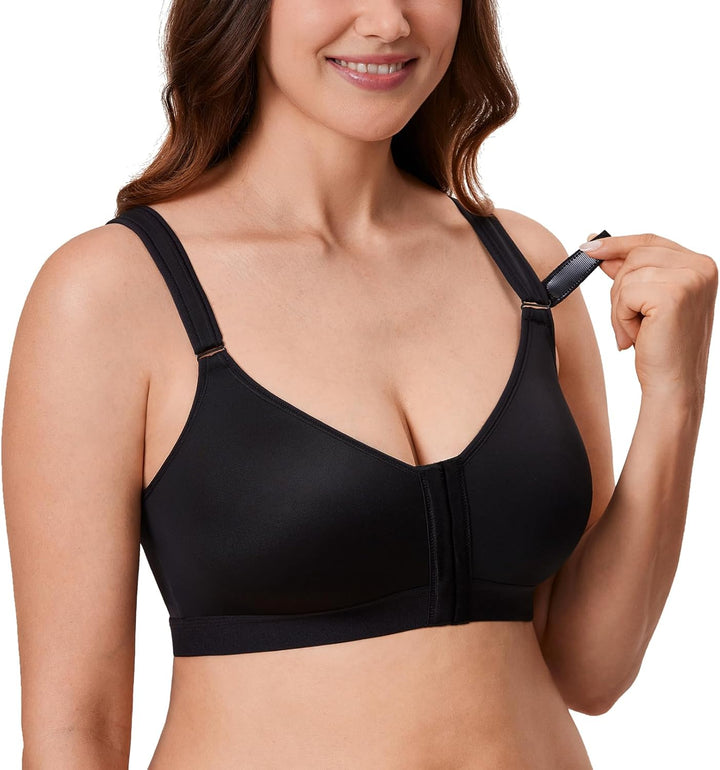 DELIMIRA Damen Vorderverschluss BH Haltung Starker Halt Rückenstütze ohne Bügel BHS Grosse Grössen V