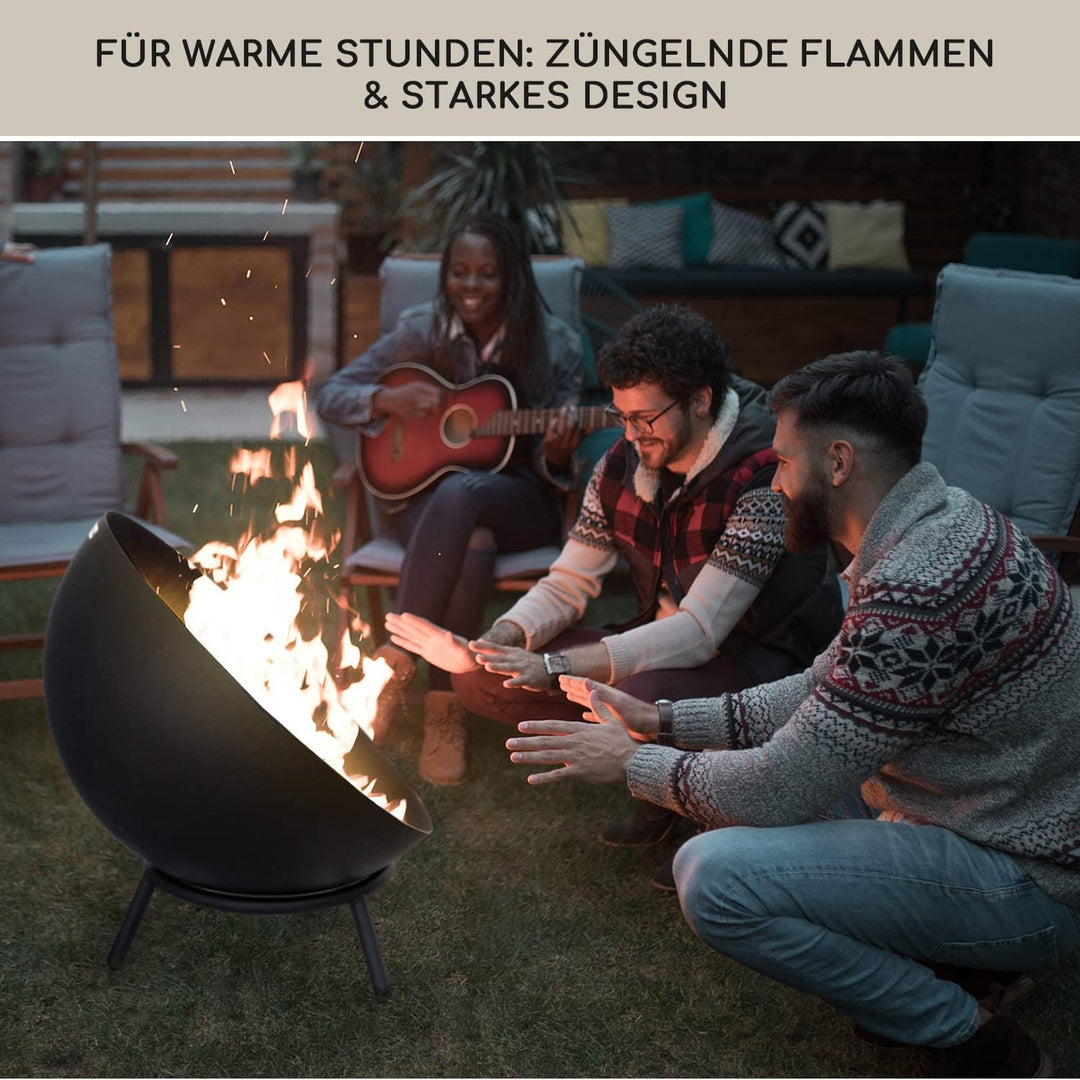 Blumfeldt Feuerschale, Outdoor Feuerstelle mit 3-Beinbein Standfuss, Kippbare Feuerschalen für den G