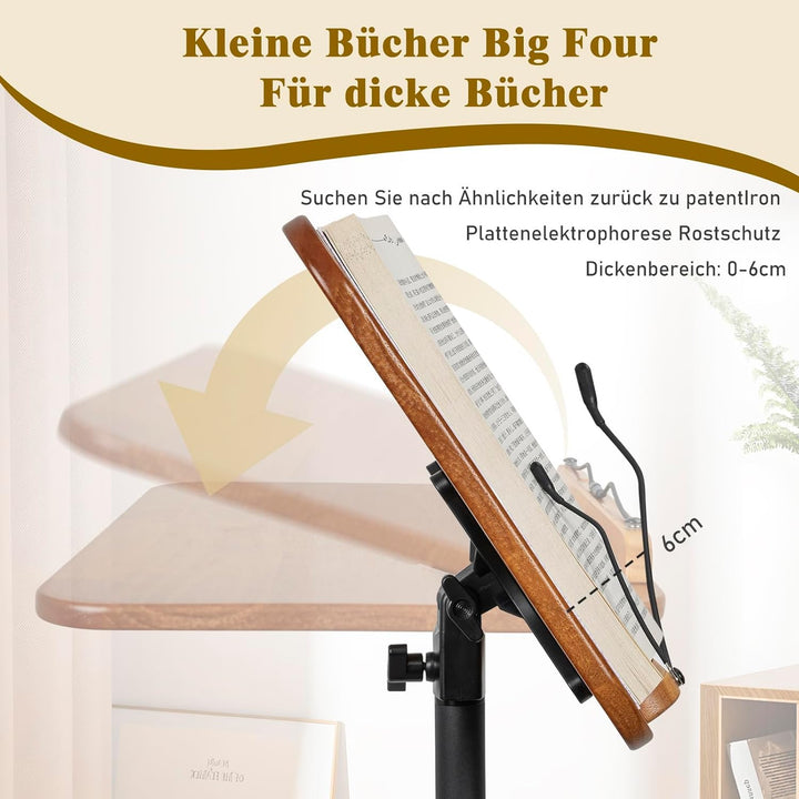 OUUTMEE Lesebuchständer, anhebbarer Beistelltisch, Winkelverstellung, Metallstruktur, Laptop, Kochbu
