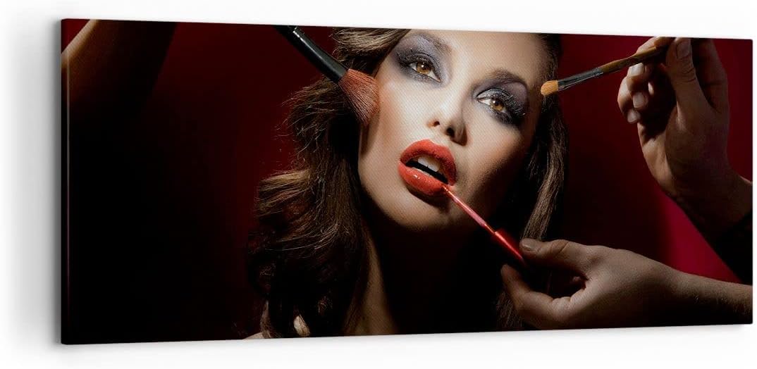 Wandbilder Dekoration Wohnzimmer Frau Make-up schön Panorama Bilder auf Leinwand 120x50cm Leinwandbi