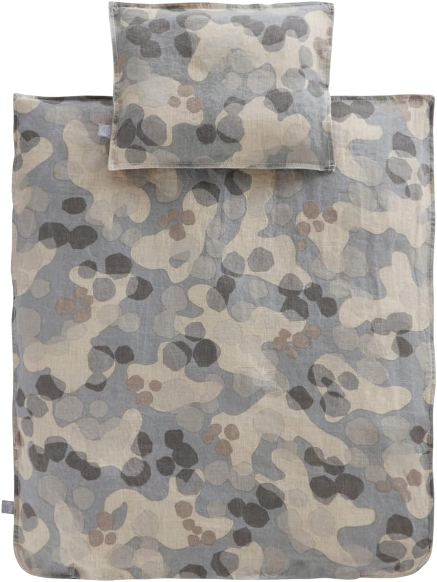 Jotex Mini Baby-Bettwäsche, 100% Leinen, Grau/Grün 70x80 Grau/Grün, 70x80 Grau/Grün