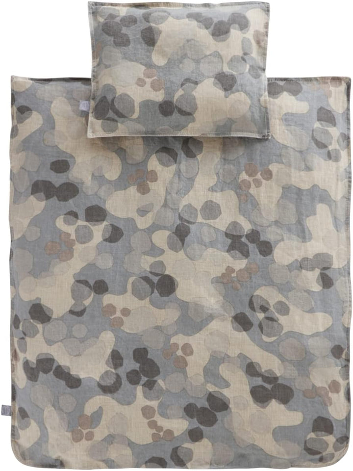 Jotex Mini Baby-Bettwäsche, 100% Leinen, Grau/Grün 70x80 Grau/Grün, 70x80 Grau/Grün