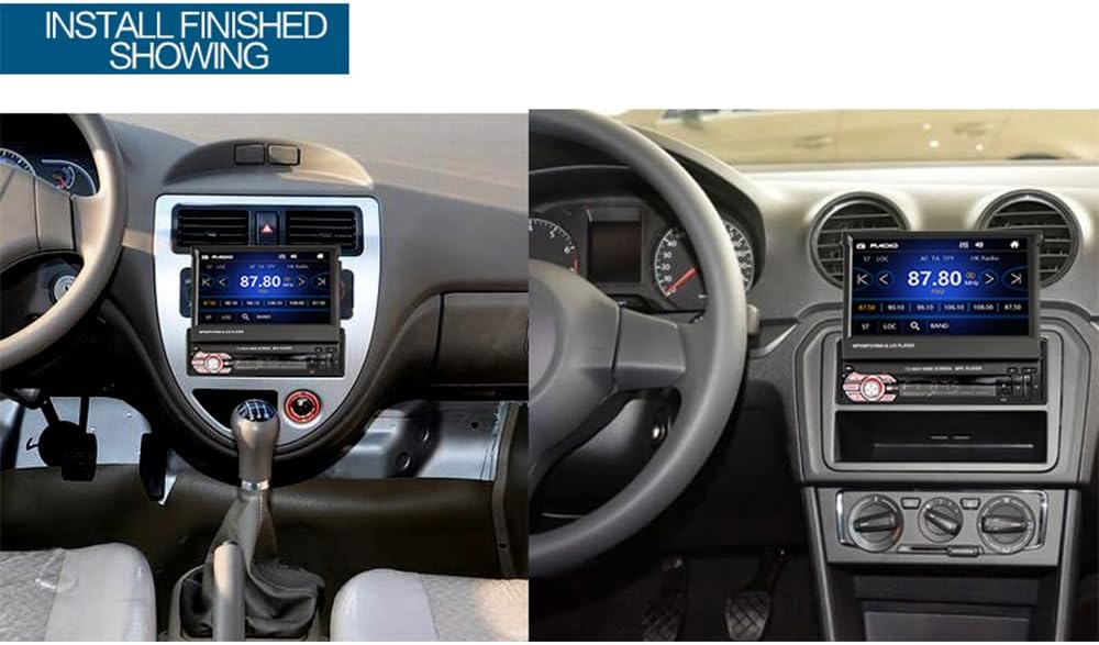 CAMECHO Autoradio Bluetooth 1 Din 7 Zoll Motorisierte Ausfahrbarem Display, Autoradio mit Bildschirm
