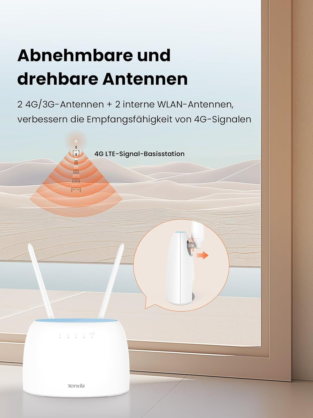 Tenda 4G09 4G LTE WLAN Router für SIM Karten (CAT6 AC1200 Dualband 2,4GHz: 300Mbit/s+5GHz: 867Mbit/s