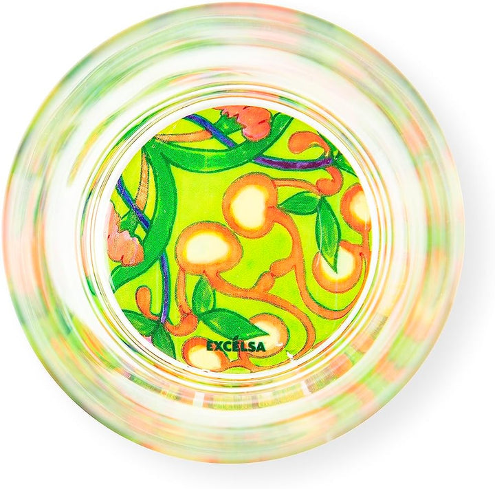 Excelsa Lissabon 6 Gläser mit dekoriertem Boden, Ml. 340, Durchmesser 8 cm, Glas
