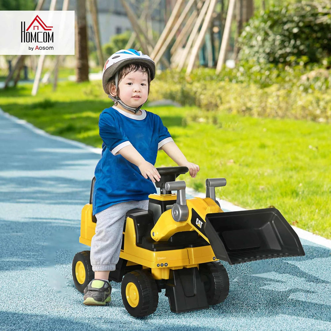 HOMCOM Sitzbagger, Rutscherfahrzeug mit Schaufel, Aufsitzbagger, Kinderbagger zum draufsitzen mit Hu