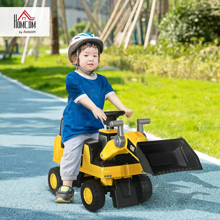 HOMCOM Sitzbagger, Rutscherfahrzeug mit Schaufel, Aufsitzbagger, Kinderbagger zum draufsitzen mit Hu