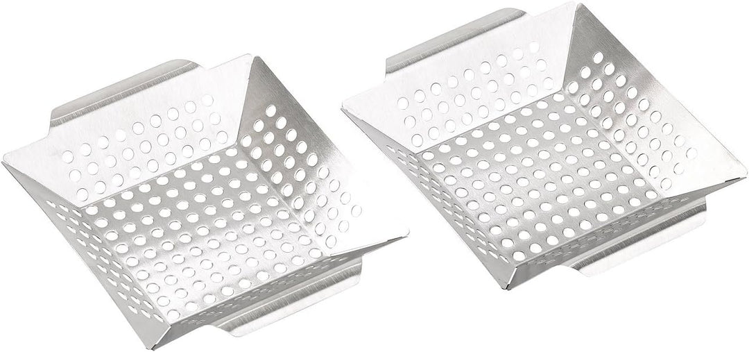 Rosenstein & Söhne Grillschale: 4er-Set Edelstahl-Grill-Schalen für Gemüse und kleines Grillgut, 1 m