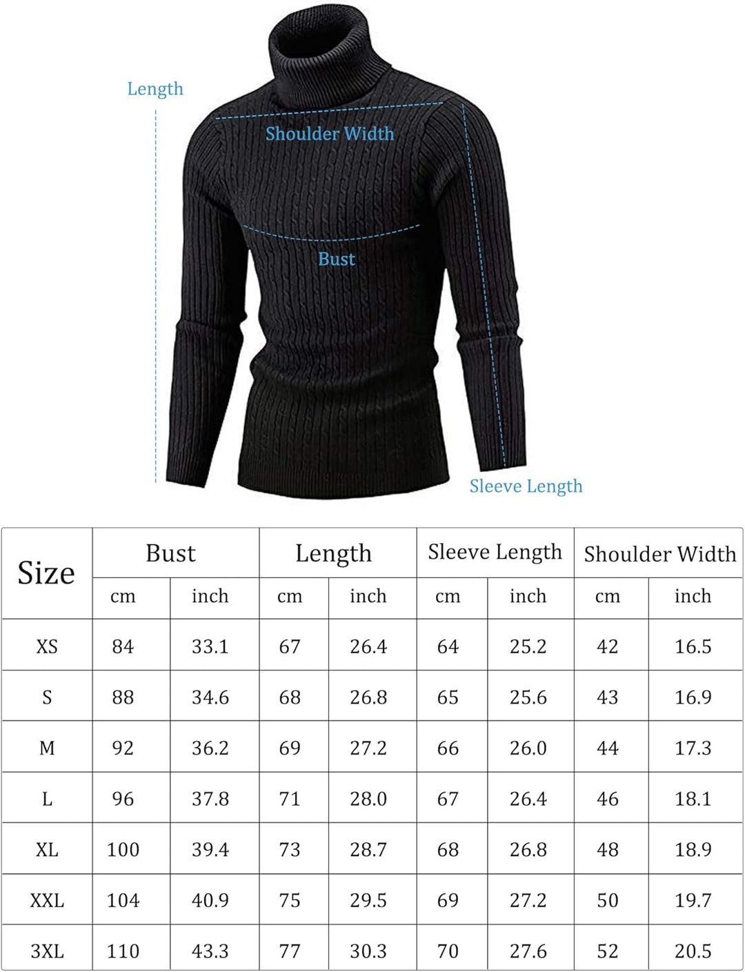 AIDEAONE Rollkragenpullover Herren Stehkragenpullover Winter Pullover Rollkragenstrickpullover Rollk