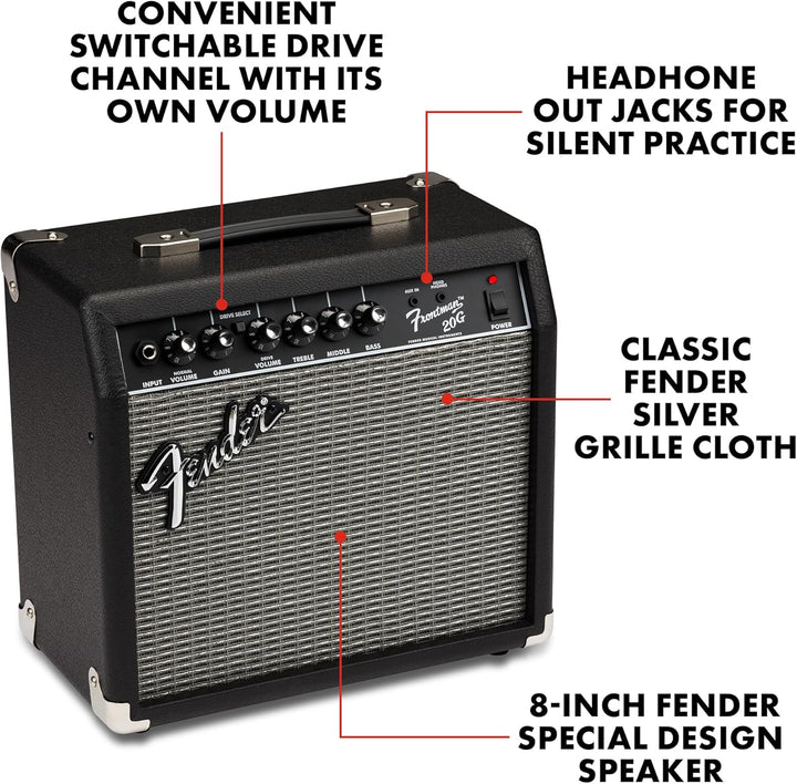 Fender Frontman 20G Gitarre Combo Verstärker - Geeignet für E-Gitarre, Schwarz 20G UK-Version, 20G U