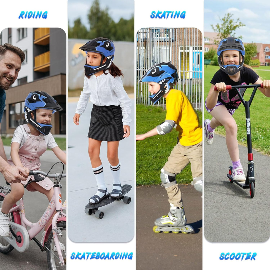 Lixada Kinderhelm, Kinder Fahrradhelm, Integrierter Helm mit Abnehmbarem Kinnschutz Kindersport Schu