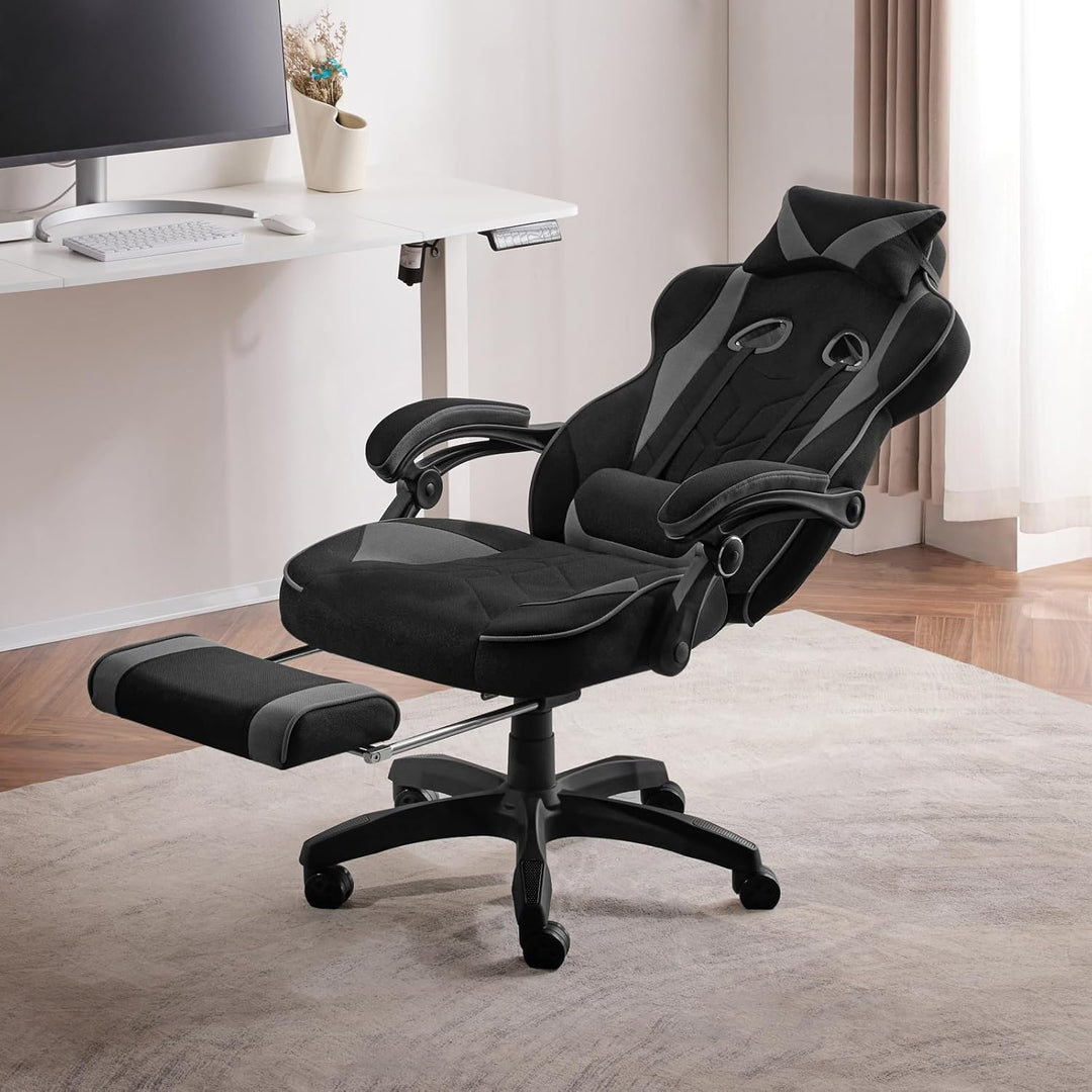 WOLTU Gaming Stuhl Stoff Atmungsaktiv Bürostuhl Gaming Chair Ergonomisch mit Lendenkissen, Gamer Stu