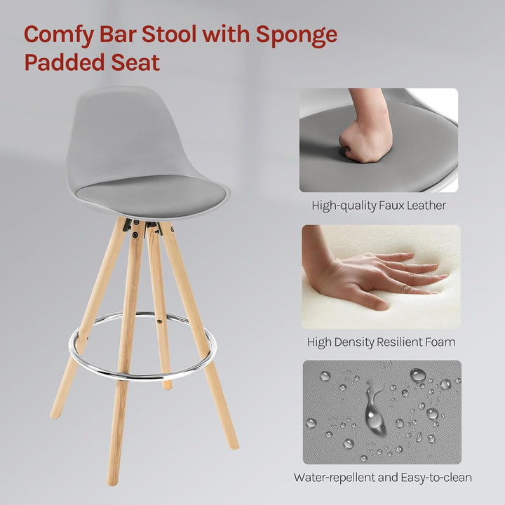 WOLTU® BH45gr-2 2 x Barhocker 2er Set Barstuhl aus Kunststoff Holzgestell mit Lehne + Fussstütze Des