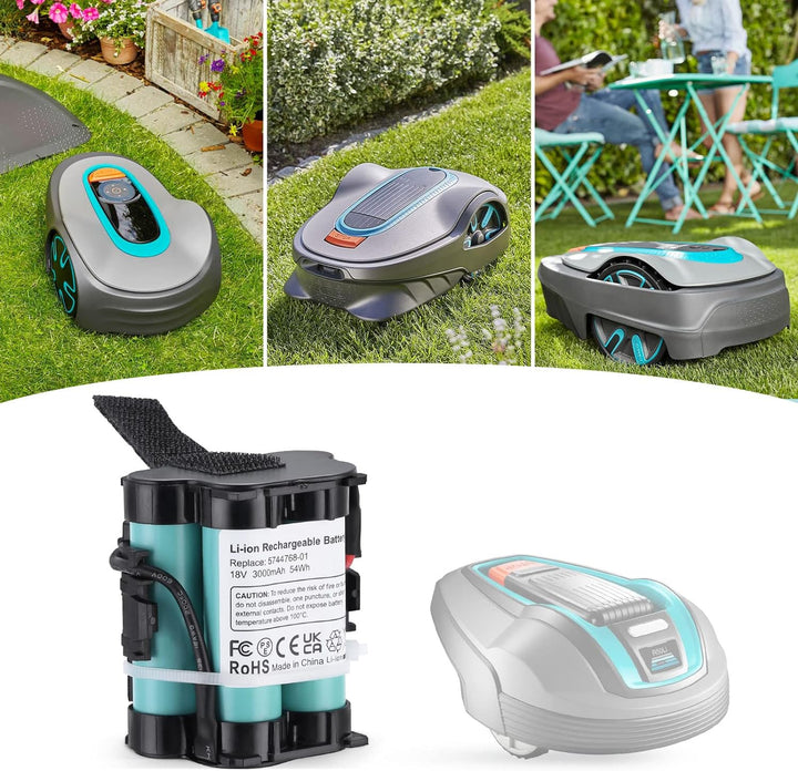 3.0Ah 18V Lithium Ersatzbatterie für Gardena Mähroboter R38Li, R40Li, R45Li, R50Li, R70Li, R75Li, R8