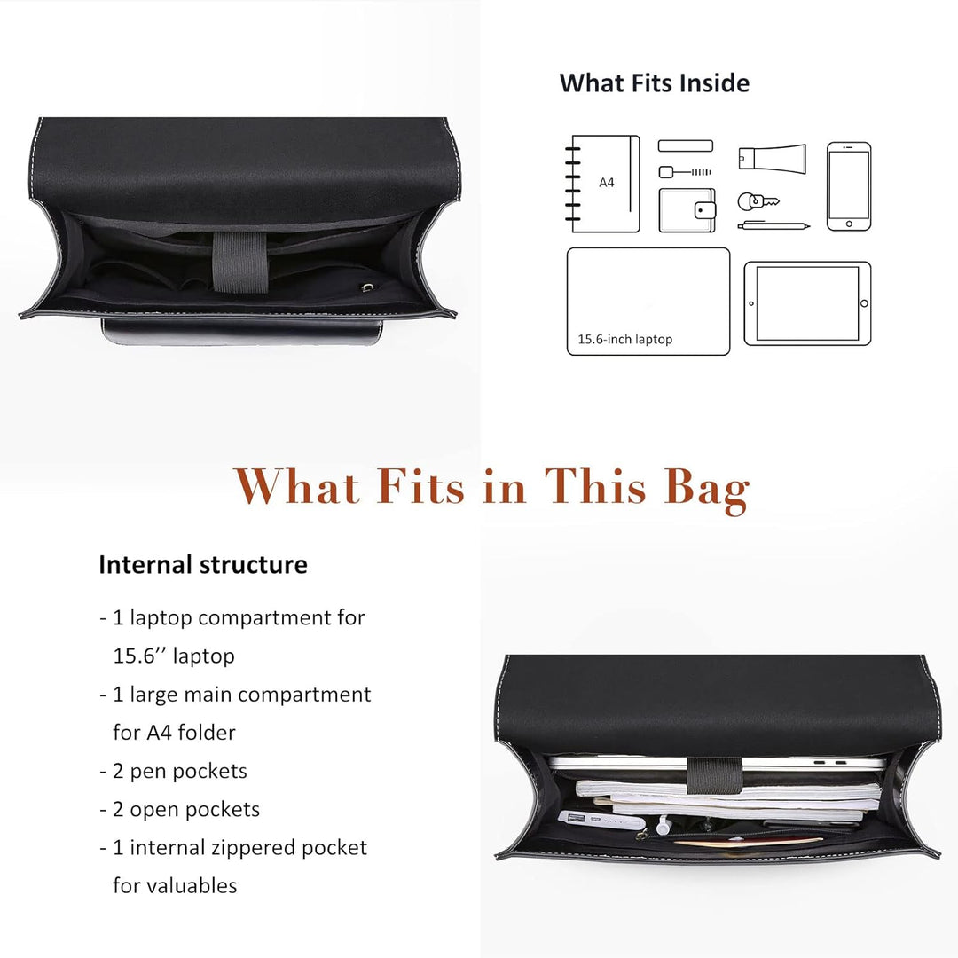 ECOSUSI Laptop Rucksack Damen für 15,6 Zoll Schulrucksack Mädchen Leder Daypack mit Laptopfach Wasse