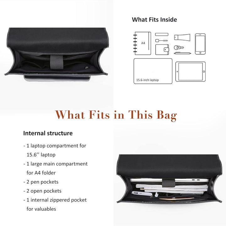 ECOSUSI Laptop Rucksack Damen für 15,6 Zoll Schulrucksack Mädchen Leder Daypack mit Laptopfach Wasse