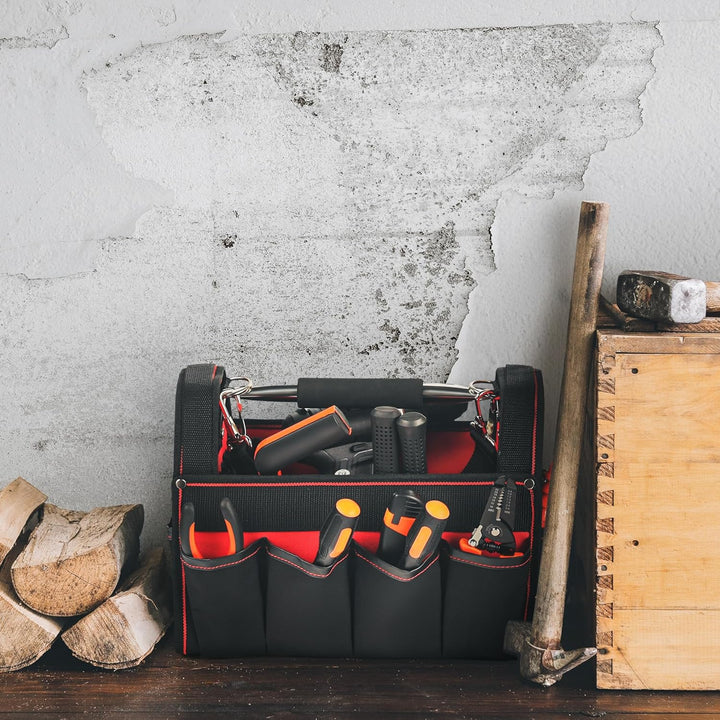 Wiltec Werkzeugtasche Grösse XL 44x22x25 cm, Werkzeugbeutel mit verstellbarem Schultergurt und Trage