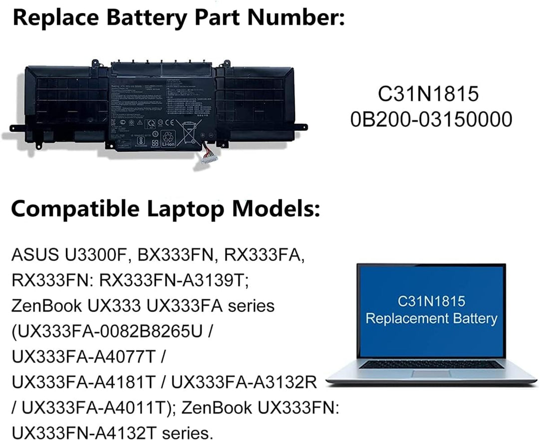 ASKC C31N1815 Laptop Akku für ASUS Zenbook 13 UX333 UX333F UX333FN UX333FA RX333FA RX333FN RX333FN-A