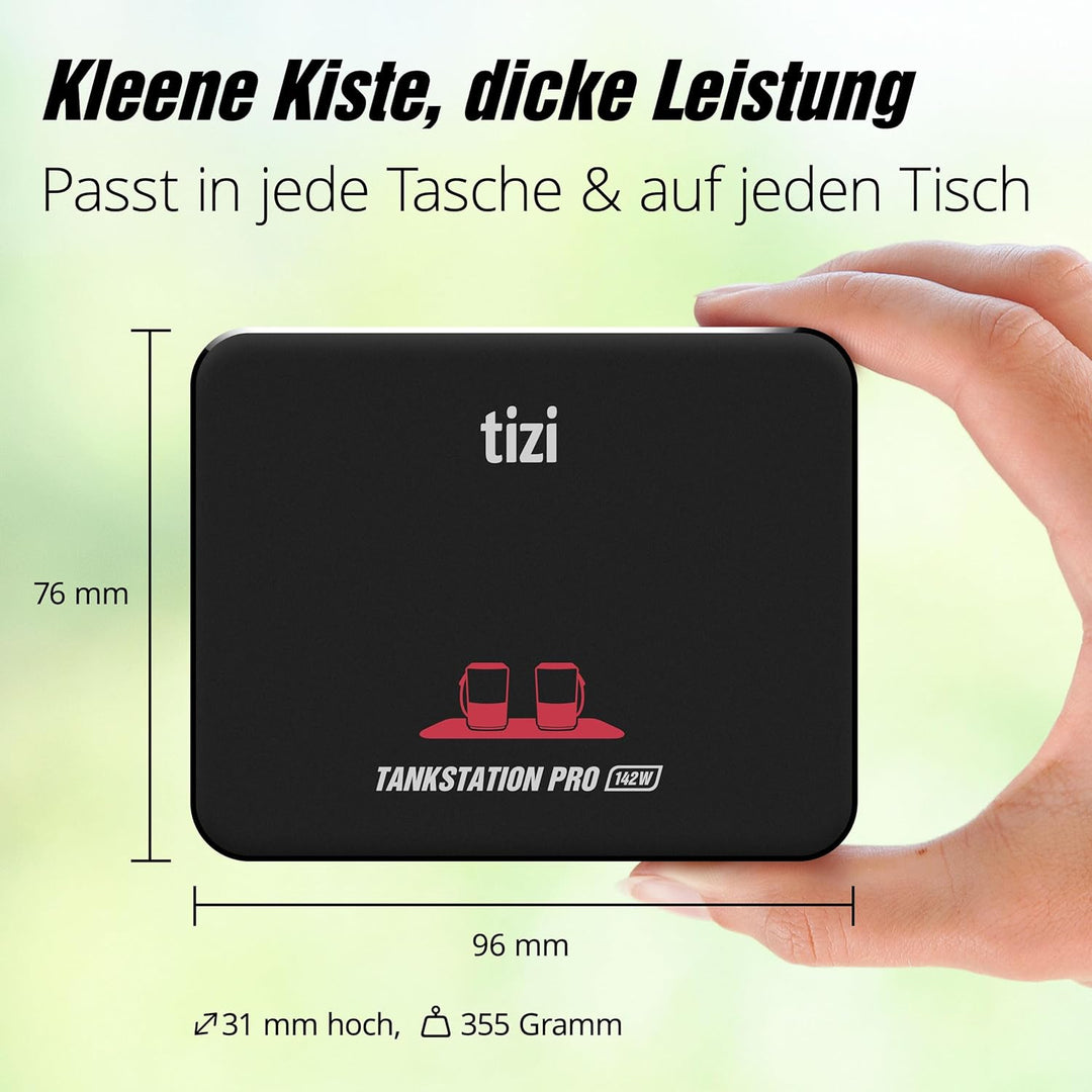 tizi Tankstation Pro (142W) - 4 Anschlüsse Ladegerät, neueste GaN Power Delivery, 4-Port USB-C PD Ne