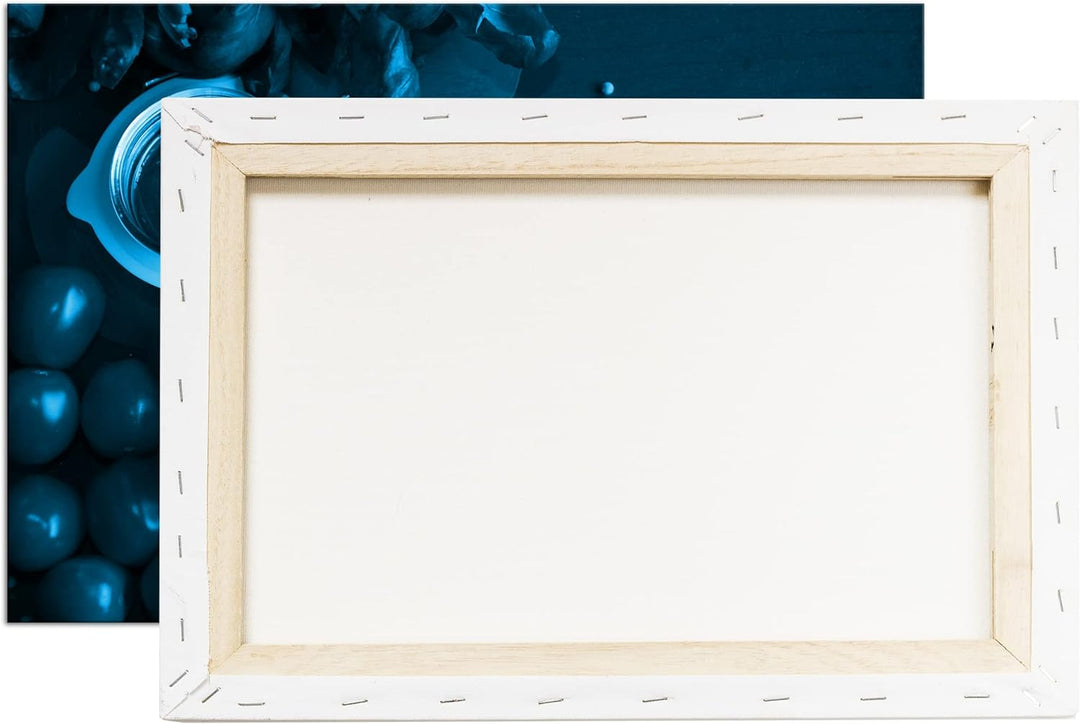 deyoli Tomaten Schafskäse und Basilikum Format 80x60 Effekt: Monocrome Blau als Leinwandbild, Motiv