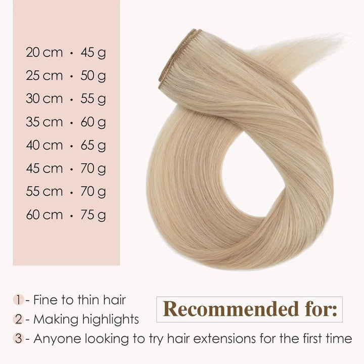 TESS Clip in Extensions Echthaar, 8pcs Clip in Haarverlängerung Remy Echt Haare Natürliche 18 Clips