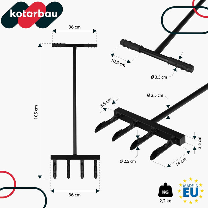 KOTARBAU® Rasenlüfter manuell + Handschuhe 105 cm Aerifizierer für Rasen Handvertikutierer Rasenbelü