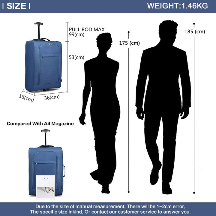 KONO Koffer Softcase (Blau) Blau Kabinentrolley