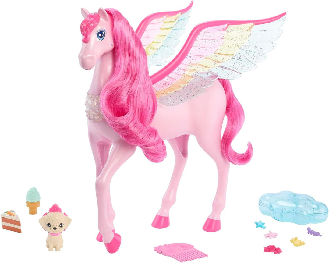 BARBIE Ein Verborgener Zauber Pegasus - Interaktives Spielzeug mit Lichtern und Geräuschen, 10 Zubeh