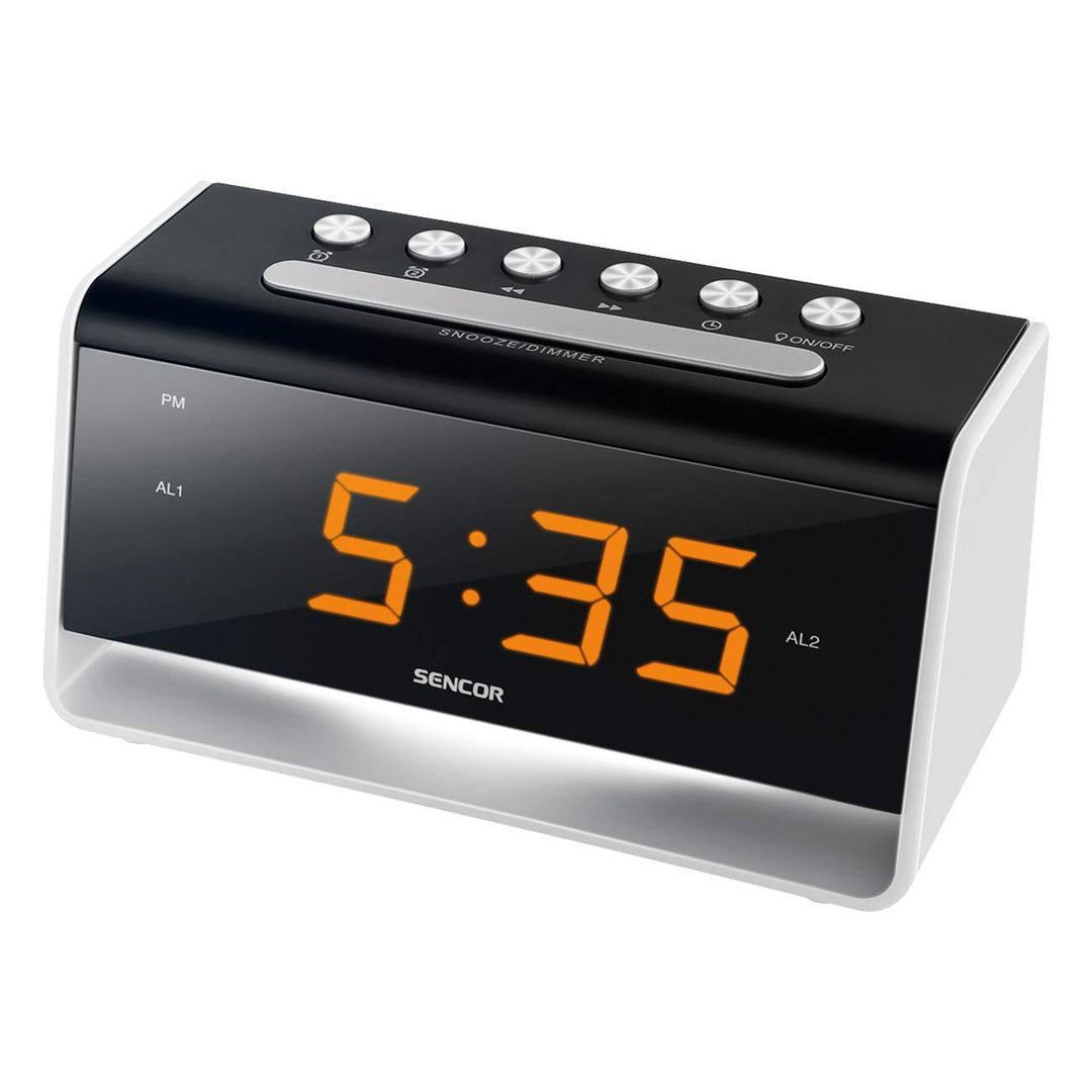 SENCOR SDC 4400W Wecker mit LED-Nachtbeleuchtung, Snooze-Funktion, Schwarz/Weiss