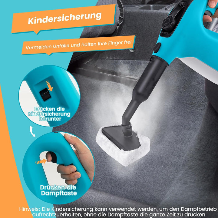 COSTWAY Dampfreiniger 1500W, Tank: 400 ML, Temperatur: bis zu 125℃, Aufheizzeit: 1 min., Dampfdruck:
