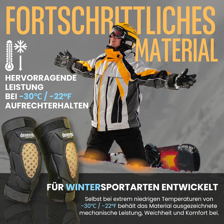 devembr Schützende Knieschoner für Snowboard, Skate, Ski - Entworfen für Wintersportarten - Doppelte