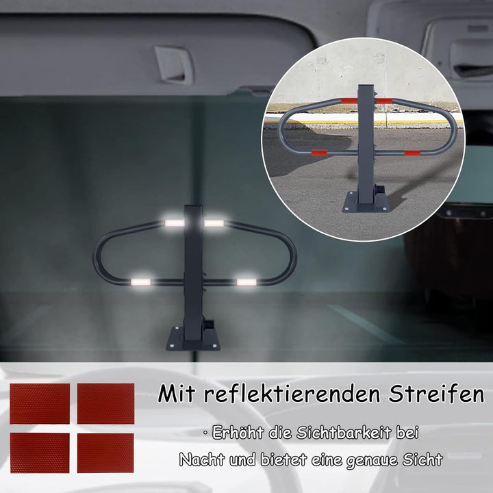 NAIZY Parkpfosten klappbar Parkplatzsperre mit 3 Schlüssel & Reflektierende Aufkleber Parkbügel 73x5