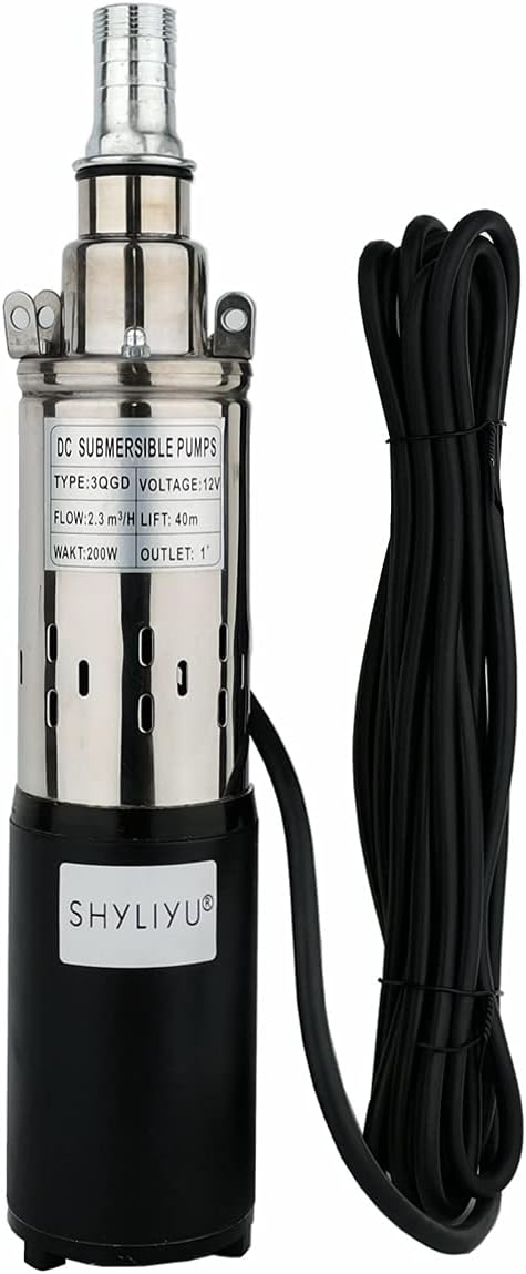 SHYLIYU Tiefbrunnen-Tauchpumpe 12V 200W Solar-Tauchwasserpumpe 2300L / H Brunnenpumpe für den indust