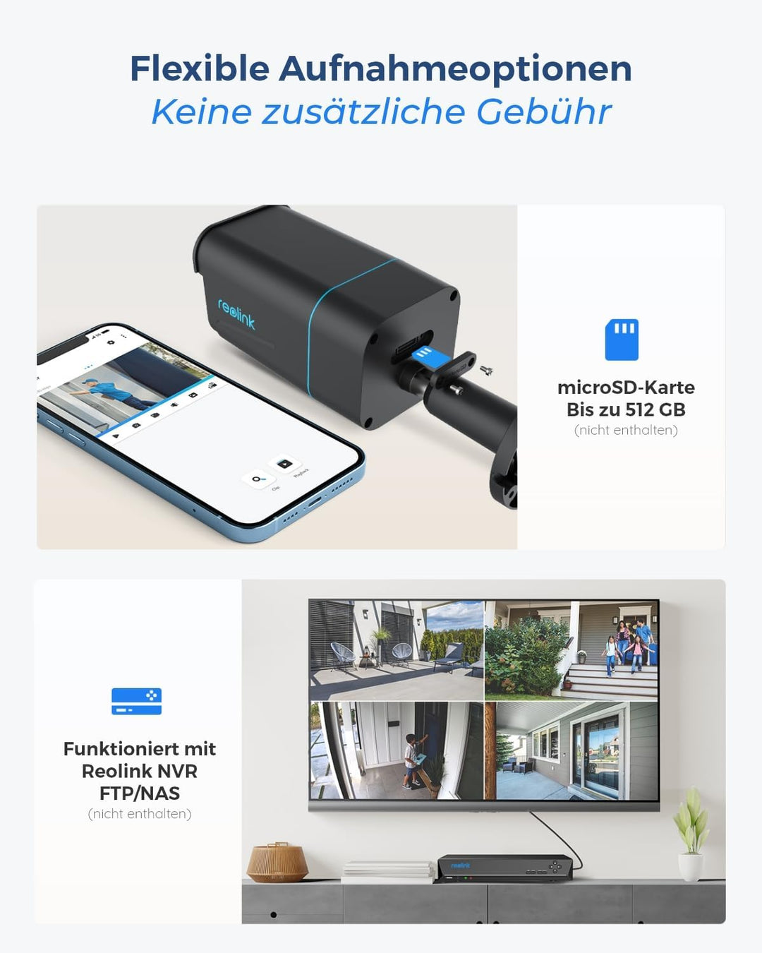 Reolink 4K PoE IP Kamera Outdoor mit Personen-/Autoerkennung, 5X optischer Zoom Überwachungskamera A