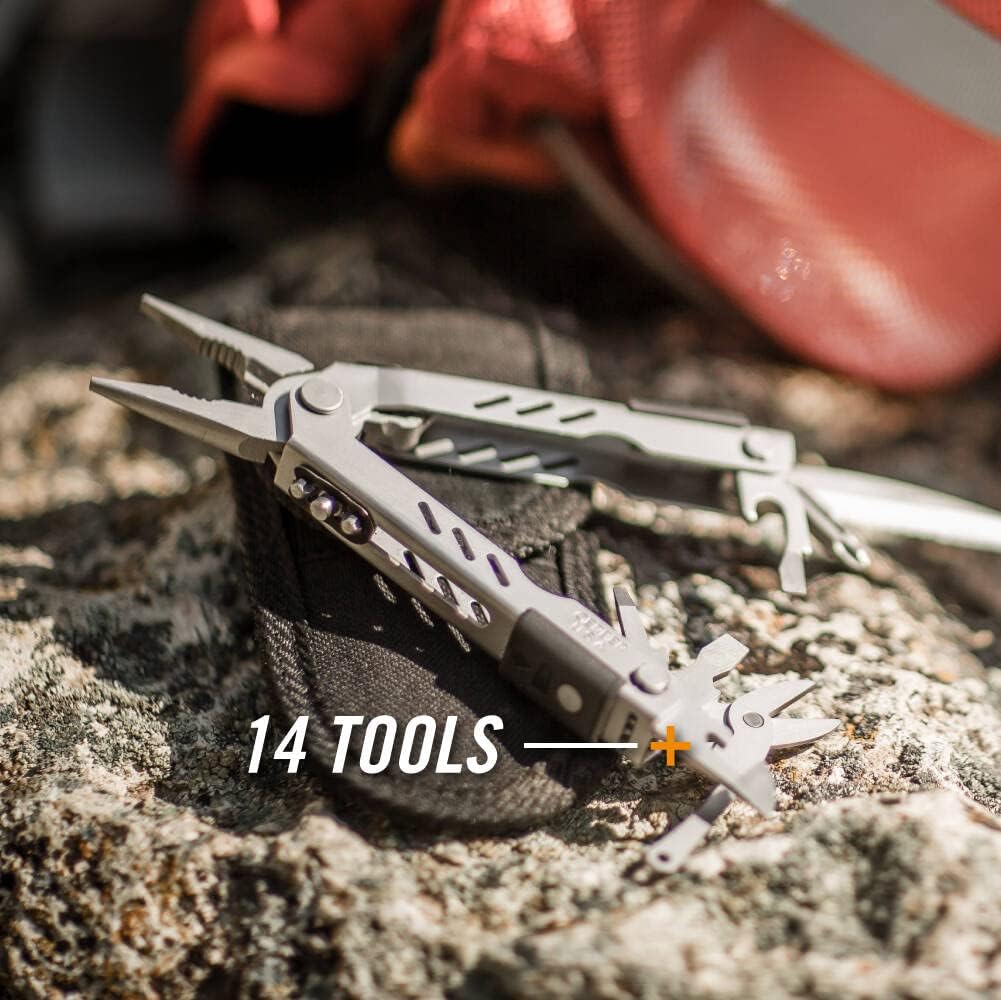 Gerber Multi-Tool mit zwei Messern und Leder-Scheide, MP600 Full-Size, Mit 14 Funktionen, Silber, 75