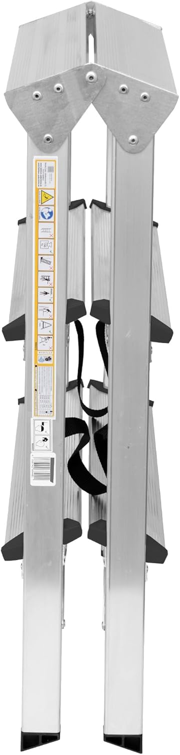 Zweiseitige Aluleiter Klappleiter Haushaltsleiter 2x3 Stehleiter Tragkraft 125kg EN131 | 3 Stufen /