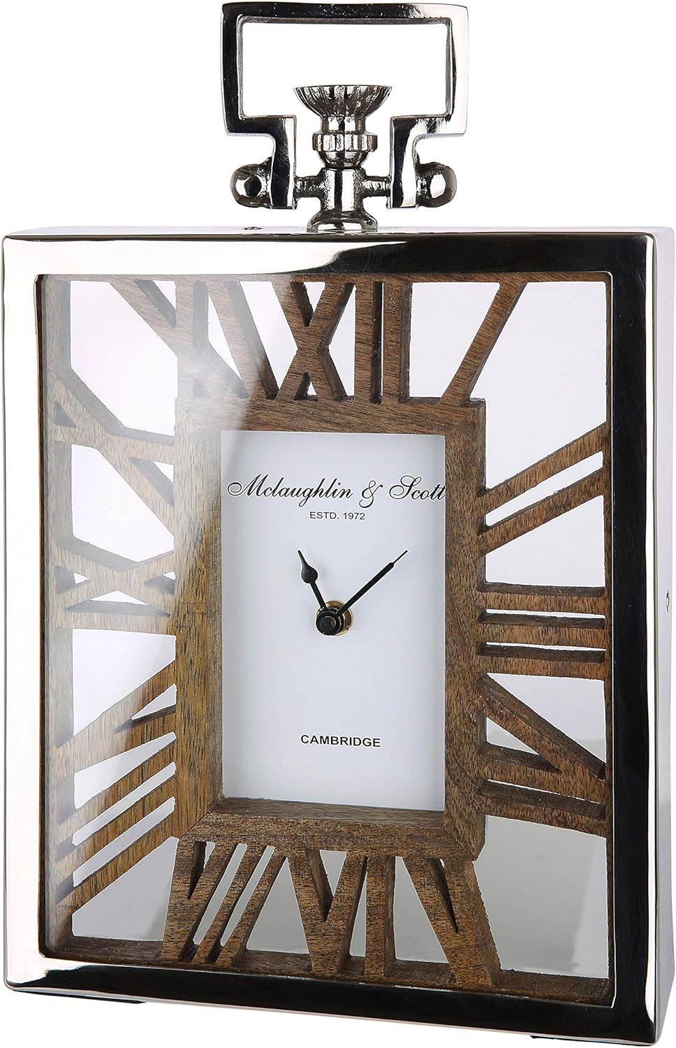 GILDE Uhr - Metall Standuhr mit Holz für eine AA Batterie H 34 cm