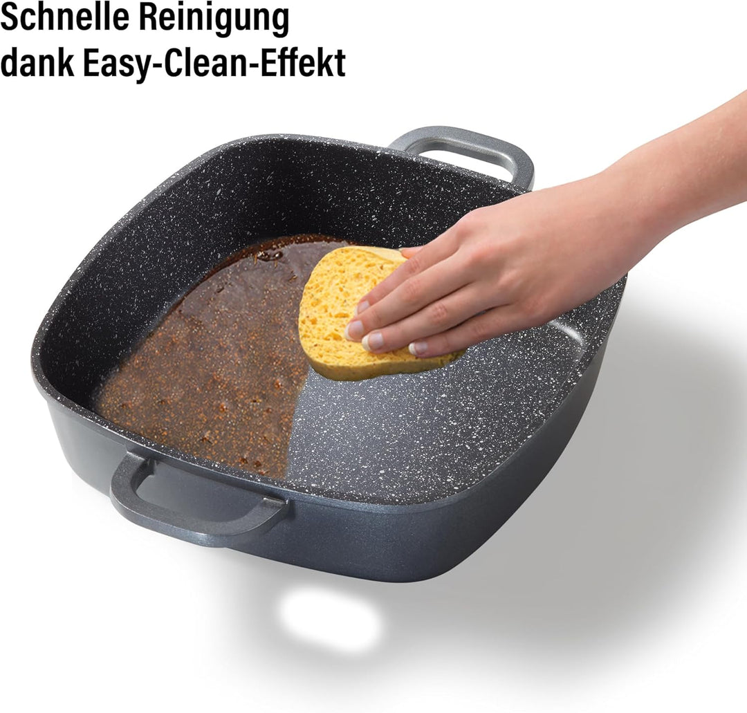 Stoneline Eckpfanne, 24x24 cm, mit Aroma Glasdeckel, Induktion, Aluminium, antihaft beschichtet mit