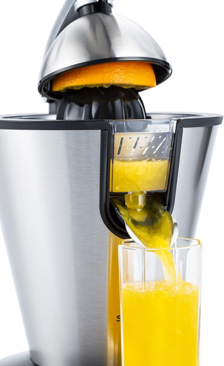 SENYA Elektrische Zitruspresse, Hebelarm, Edelstahl, 0,7 l, 160 W, Edelstahl, Schwarz