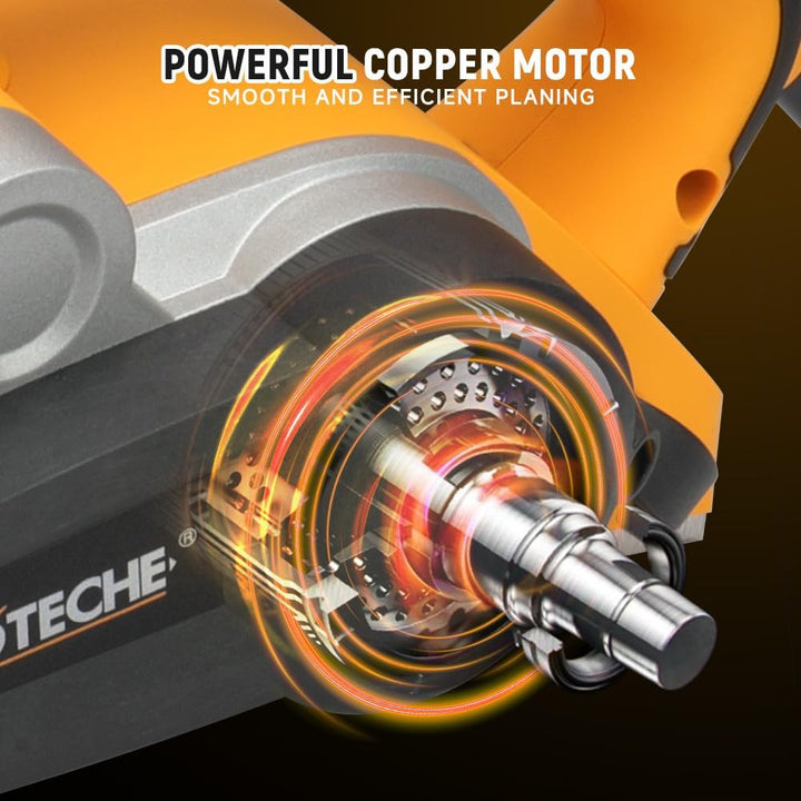 Hoteche 900W Elektrohobel 82 * 3mm - 16000rpm, 65mn Klingen, VDE Stecker, Aluminiumplatte, inklusive