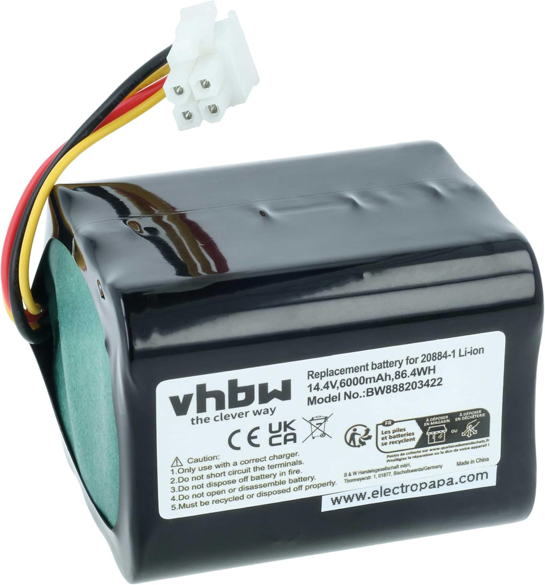 vhbw Akku kompatibel mit Vorwerk Kobold VR200 Staubsauger Home Cleaner Heimroboter (6000mAh, 14,4V,