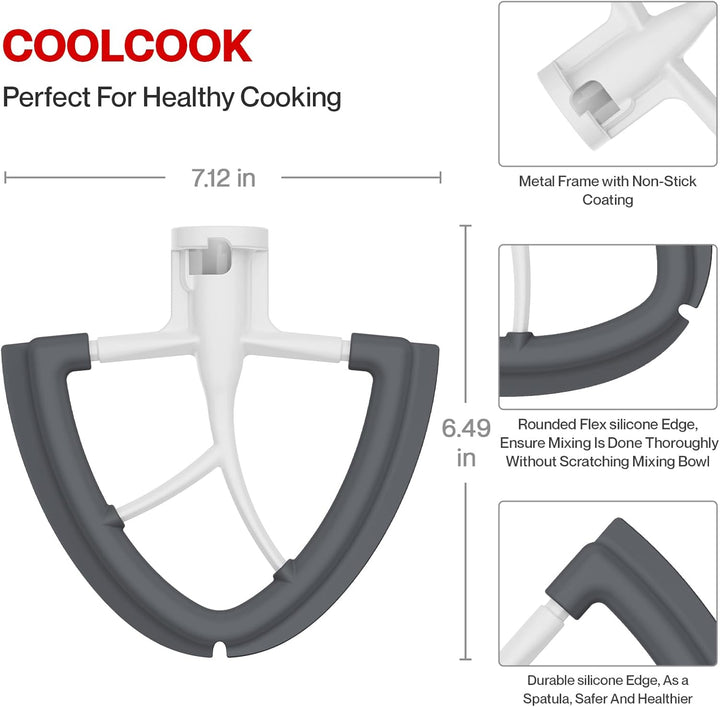 Coolcook Flachrührer Zubehör für Kitchenaid-Mixer, 4,5-5 Quart für Kitchen Aid Stand Mixer Küchenmas