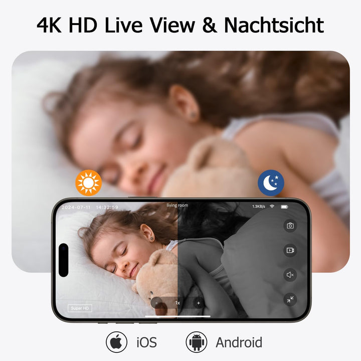 Digimor Mini Kamera Überwachung Innen | Mini Überwachungskamera 8-10hr Akkulaufzeit, 4K HD Mini Kame