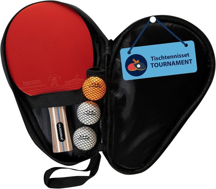 HUDORA Tischtennisset Tournament/Game/Match - Tischtennisschläger + Bälle - Mit Tasche - Für Anfänge