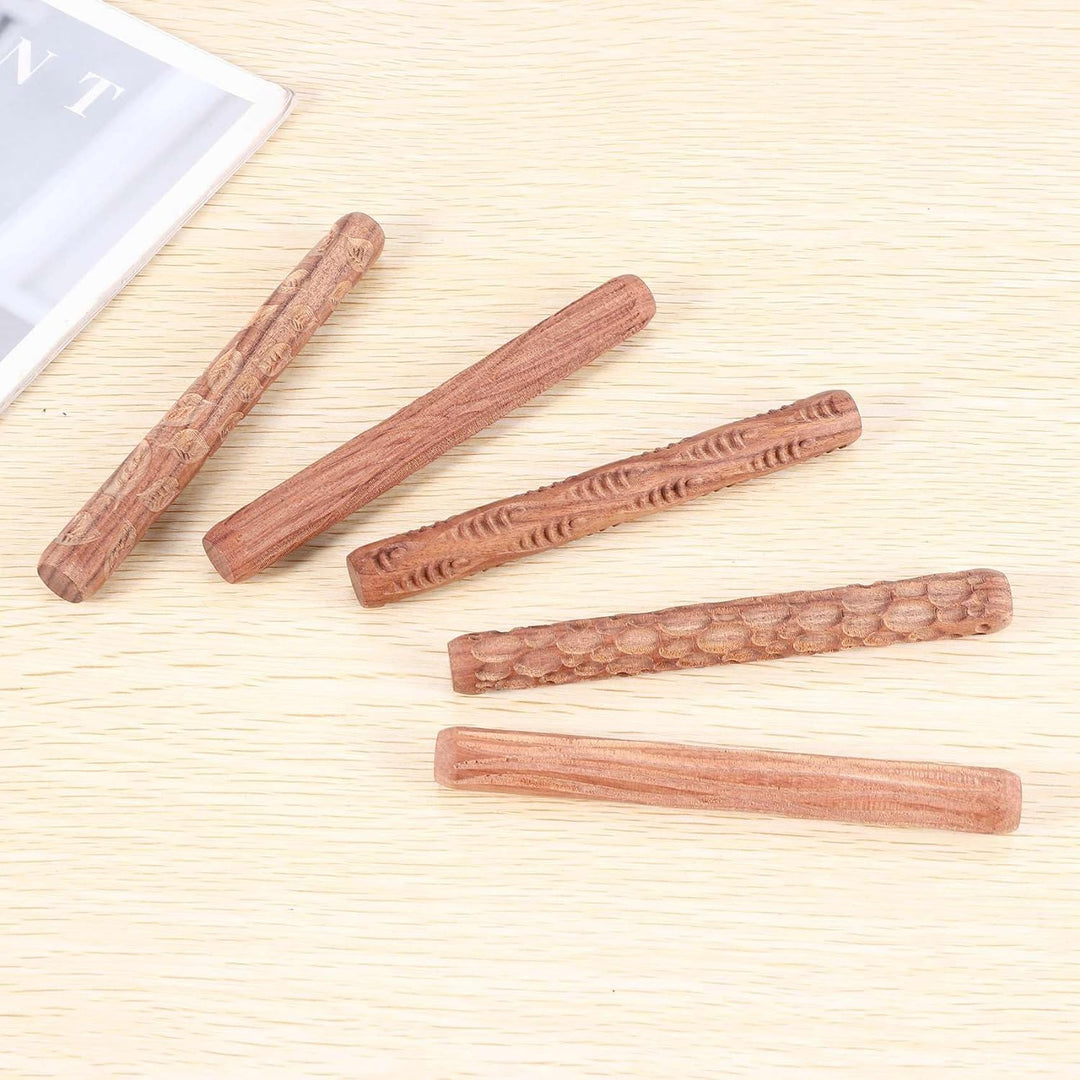 Gokelomg 5 Stücke Töpfer Werkzeuge Hand Rollen für Ton Ton Stempel Ton Muster Roller