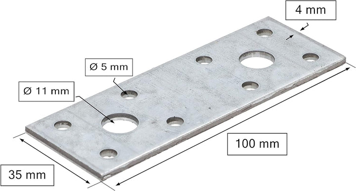 KOTARBAU Lochplatten 116 x 40 mm Verzinkt Silber Flachverbinder Holzverbinder Innen – Aussenbereich