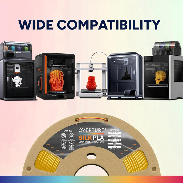OVERTURE Silk PLA Zweifarbig Filament 1.75mm für 3D Drucker, 1kg Spule (2.2lbs), Massgenauigkeit +/-