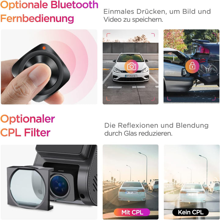 VIOFO Dashcam A119 Mini 2, Front 2,7K 5GHz Wi-Fi, 2K 60fps/HDR 30fps Sprachsteuerung, STARVIS 2 Verb