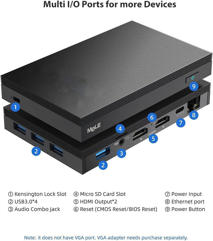 MeLE Quieter2Q Lüfterlos Mini PC Windows 11 Pro Celeron J4125 4GB 64GB Mini PC Quad Core Mini Deskto